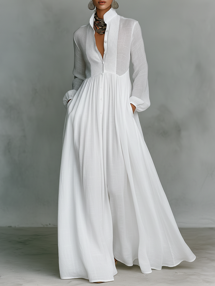 Serena | Elegant Flowing Button-Front Maxi Dress