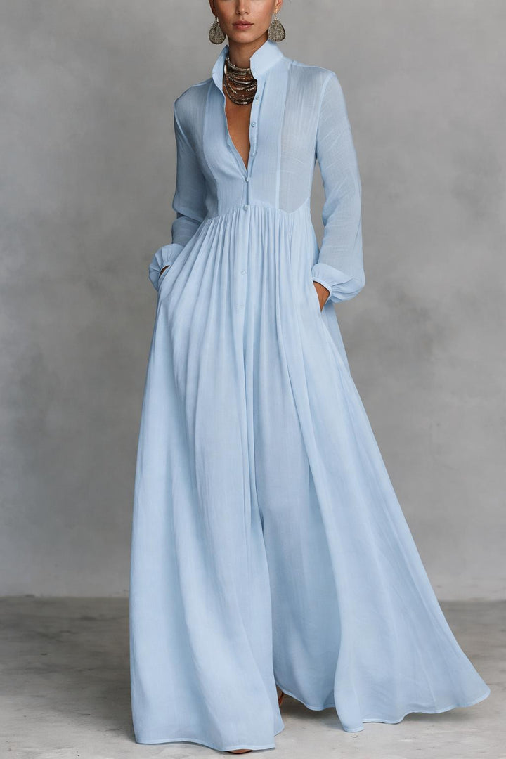 Serena | Elegant Flowing Button-Front Maxi Dress
