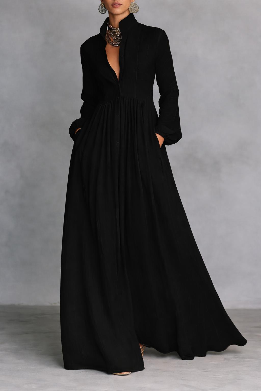 Serena | Elegant Flowing Button-Front Maxi Dress