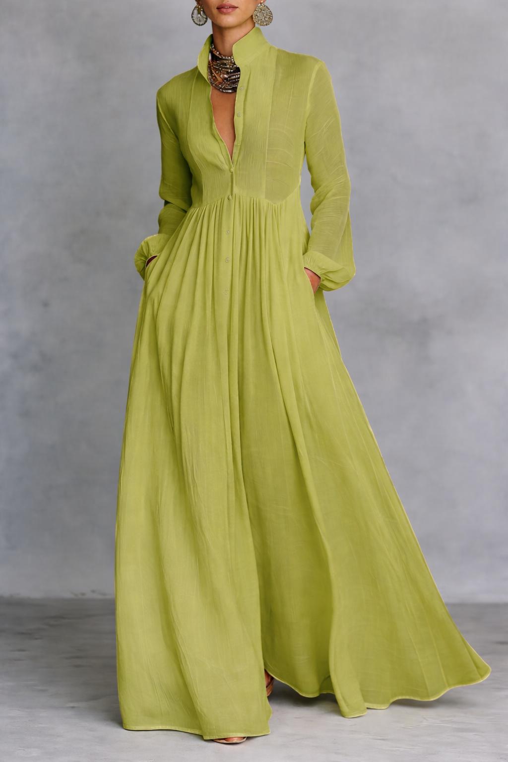 Serena | Elegant Flowing Button-Front Maxi Dress