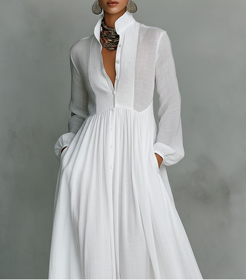 Serena | Elegant Flowing Button-Front Maxi Dress