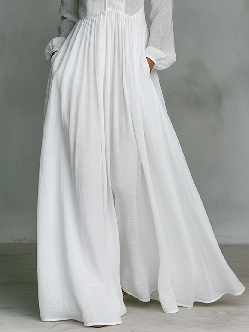 Serena | Elegant Flowing Button-Front Maxi Dress